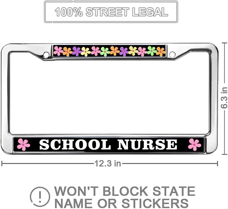 School Nurse Quotes Slim Design Licence Plate Covers Frame Flower Pattern Nurse Saying Chrome License Plate Frame Christ Nurse Saying Metal Car Accessories License Plate Frame
