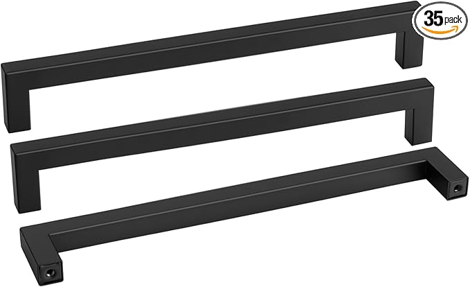goldenwarm 35 Pack 12 3/5 Inch Black Cabinet Handles Matte Black Drawer Pulls by goldenwarm