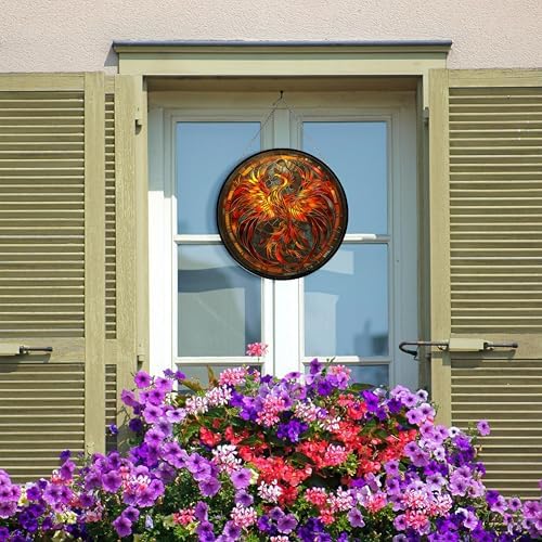 Stained Glass Window Hanging, Phoenix Dragon Suncatcher Diamond Glass Panel Landscape Sun Catchers Decor for Birthday for Women, Men, Wife, Aunt, and Mom 7.8 in - Image 6