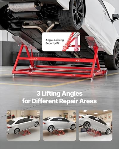 VEVOR Portable Car Lift, 4400 lbs Capacity, Heavy Duty Steel Quick Lift with 23" Max Height, Adjustable Width and Wheels, Manual Lifting for Cars, Compact SUVs, Mini Trucks, Home Garage or Shop Use - Image 3