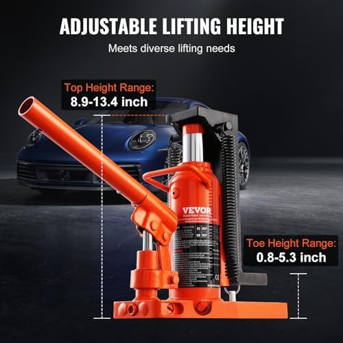 VEVOR Hydraulic Jack, 2.5 Ton Toe Lift, 5 Ton Top Lift, 0.8-5.3 in Toe Height, 8.9-13.4 in Top Height, Air Hydraulic Claw Jack for Machinery, Industry - Image 3