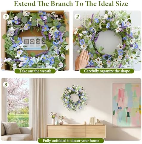 24 Inch Fall Wreath for Front Door Full Artificial Daisy Wreath - Image 4