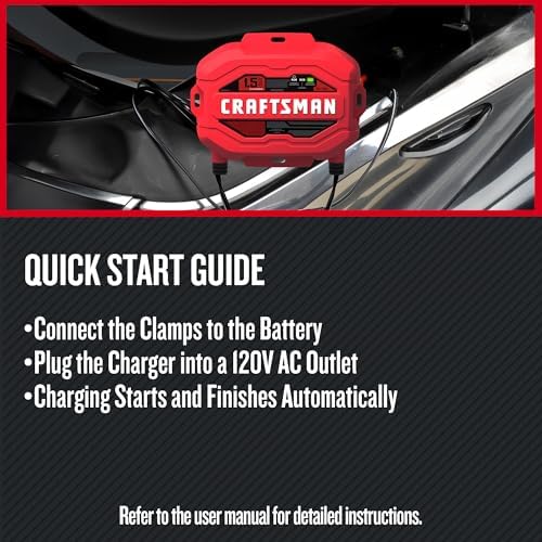 CRAFTSMAN 1.5A Car Battery Charger & Maintainer, 6V/12V – CMXCESM259 - Image 4