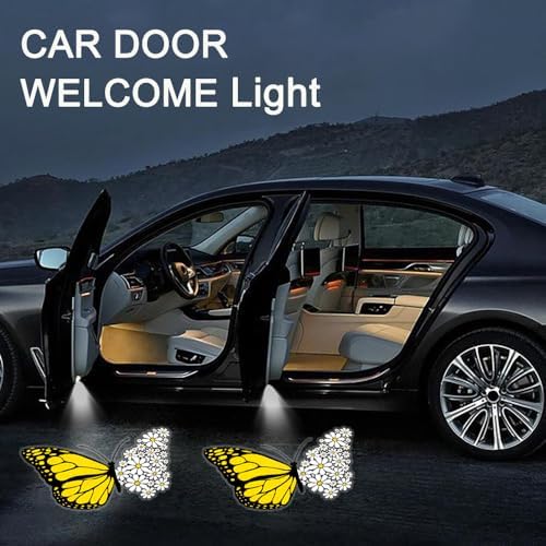 2PCS Butterfly Daisy Cars Door Logo Projector LED Shadow Light Welcome Lamp