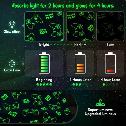 Glow in The Dark Blanket Gaming Gamer Gifts Toys for Kids Boys Game Controller Gamepad Throw for Teen Girls Toddlers Teenage Son Boyfriend Boy Gifts Adults Birthday Christmas Valentines 50"x60" - Image 6