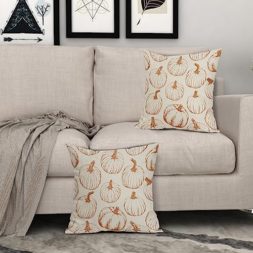 Fall Pillow Covers 18x18 Set of 2 Burnt Orange Pumpkin Harvest - Image 3