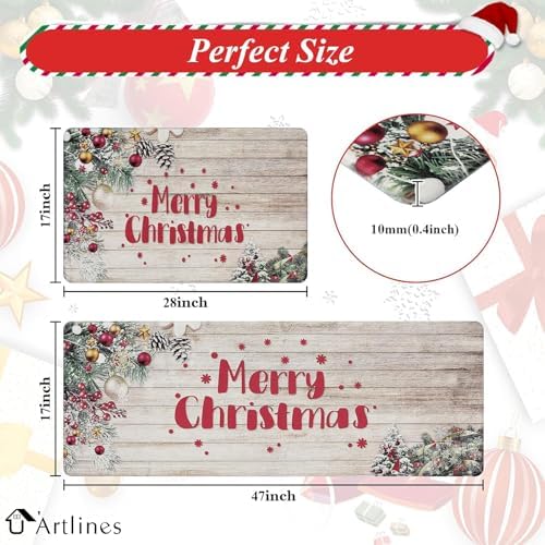 U'Artlines 2Piece Anti Fatigue Kitchen Rug Runner Set Kitchen Floor Mats - Image 3