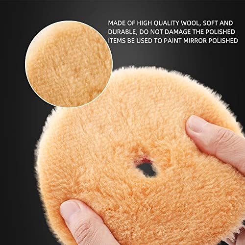 SPTA Wool Polishing Pads, 2Pcs 6 Inch (150mm) Wool Cutting Pad, Yellow Wool Buffing and Polishing Pad Set, Wool Buffing Wheel for Medium Cut for 6 Inch Car Polisher Polishing, Buffing and Cutting - Image 3