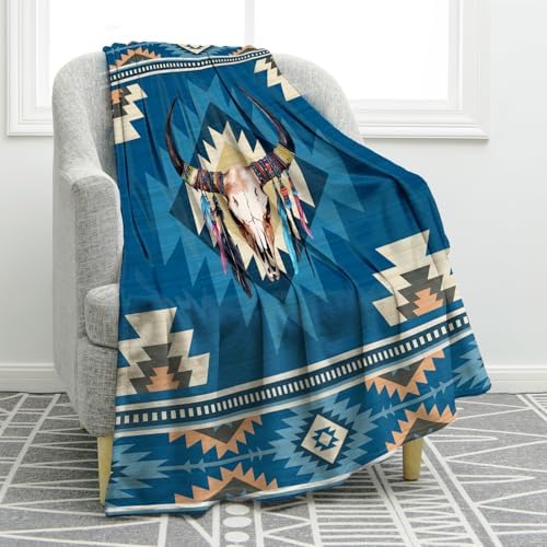 Jekeno Western Skull Throw Blanket, Western Gifts 50"x60" by Jekeno