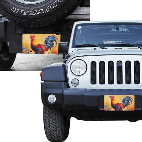 Rooster Oil Painting Front License Plate 6" * 12" for Women