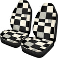 Checkered Stripe Print Car Seat Covers Set of 2 Black and White Universal Seat Protector for SUV Truck Van Cars, Breathable Auto Seat Protectors for Women Men