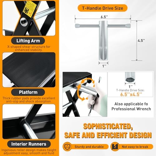 Nilight Motorcycle Lift Jack 1100 LBS Motorcycle Scissor Jack Stand Lift with Wide Deck Crank Handle 3.4"-14.2" Steel Scissor Hoist Garage Repair Lift Table Jacks for Motorcycles ATV Dirt Bike, Black - Image 5
