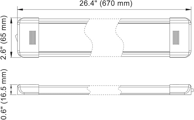 LED Interior Utility Light Fixture 26.4" x 2.6", High Lumen-Output Low Current - Image 2