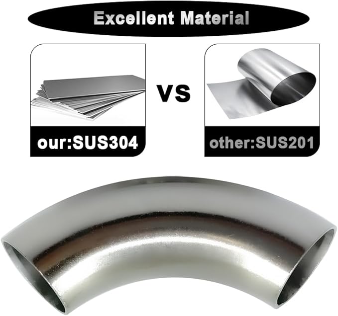 OD 1 Inch 90 Degree Stainless Steel Bend Tube 1” Exhaust Elbow Pipe - Image 3