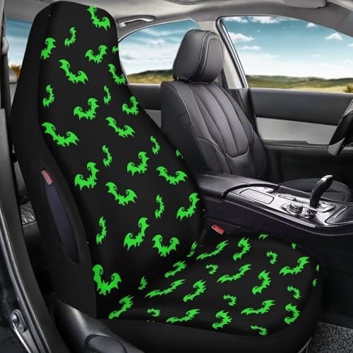 Bulopur Halloween Front Car Seat Covers Waterproof Breathable Bat Print Vehicle Seat Covers Auto Cushions Airbag Compatible for Cars SUV Truck Van