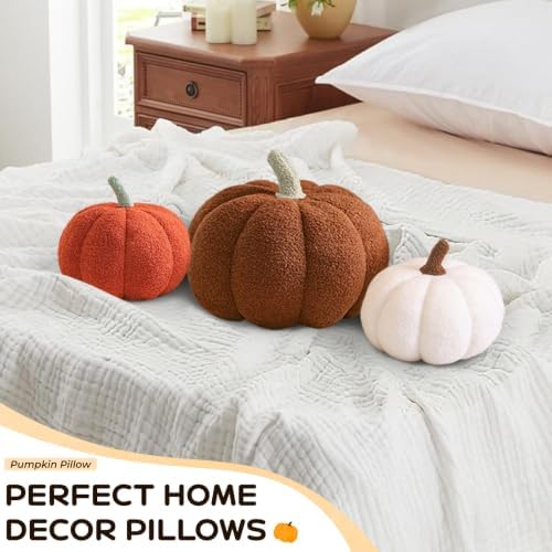 3Pcs Plush Pumpkin Pillow, Pumpkin Throw Pillows For Fall Halloween Decora - Image 7
