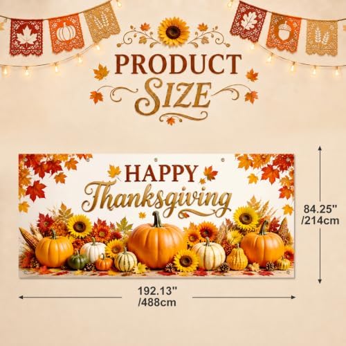 IVN Thanksgiving Garage Door Cover 16x7ft Pumpkin Sunflower Fall Banner - Image 3