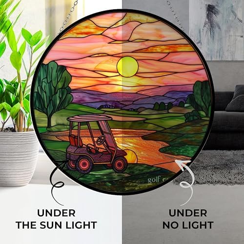 Golf Cart Stained Glass Sun Catcher, Wall Hanging Colored Decor Room Indoor Window Decor, Halloween, Christmas Hanging Ornament Mother Day - Image 4
