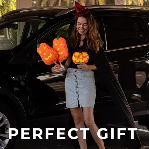 Zento Deals Orange and Yellow Pumpkin 19" with LED Lights Halloween Car Decorating Kit - Universal Size Antenna Toppers Decoration for Halloween - Cars, Trucks, Vans, SUVs Exterior Accessories