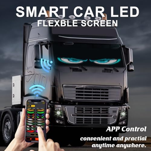 Devil's Eye:23.42"x4.72" Programmable ojos led para carro Windshield Display for Sedans, SUVs & Medium Trucks - USB-Powered LED Matrix Panel, Remote/App Control, Custom Car