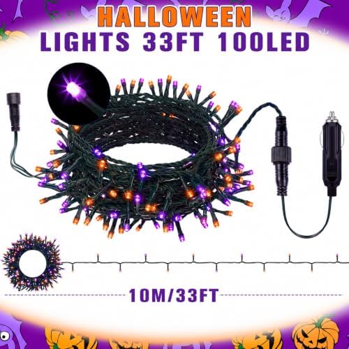 Aurelema 12V Halloween Golf Cart Lights 33 ft 100 LED Car Decor Accessories