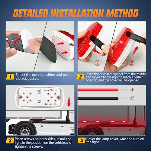 Nilight Double Bullseye Marker Light 5PCS Red 10LED Rectangular