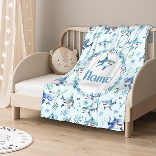Personalized Shark Pattern Blanket Gifts for Girls Boys Women - Super Soft Cozy Warm Throw Sheet for Couch Bed Sofa Office Decor All Season 30"x40" Pets - Image 4