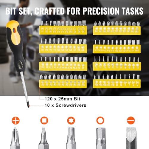 VEVOR Mechanics Tool Set 221Pieces - 1/4" and 3/8" Drive Sockets - SAE and Metric Mechanic Tool Kit with Bits - Wrenches, Ratchet Handle, Accessories, and Plastic Storage Case - for Automotive Repair - Image 5