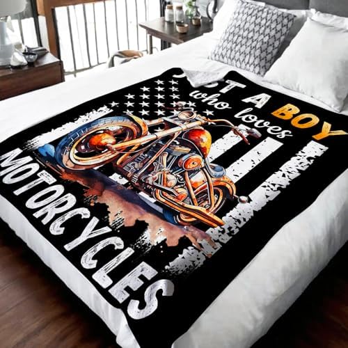 Motorcycle Gifts for Boys Men - 30x40 Inches Cool Throw Blanket for Kids Motorbike Lovers Motorcycle Riders - Black Soft Fuzzy Car Blankets for Lap Couch Sofa Bed Travel - Image 2