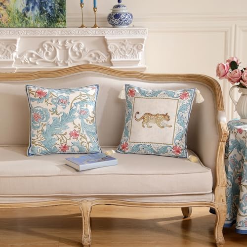 patdrea Designer Vintage Blue Throw Pillow Cover,18"x18" - Image 6