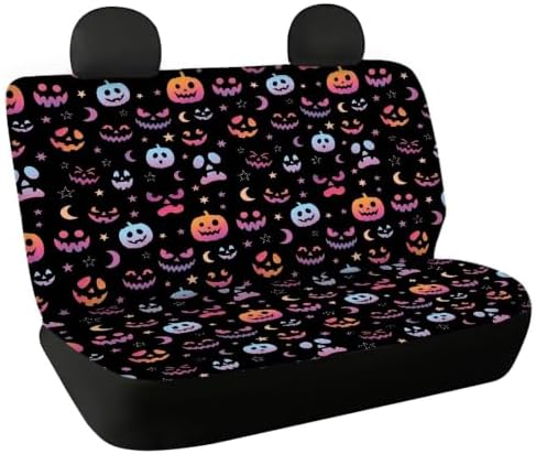 Pumpkin Car Rear Seat Covers,Auto Back Seat Protector Decoration Non-Slip Mat Flat Cloth Vehicles Rear Bench Cover for Women Men