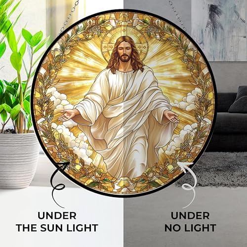 Jesus Christ Stained Glass Sun Catcher, Wall Hanging Colored Decor Room Indoor Window Decor, Halloween, Christmas Hanging Ornament Mother Day - Image 4