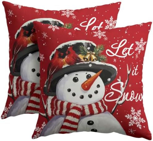 Christmas Snowman Pillow Covers 22x22 Set of 2 Red Highly Absorbent by Unknown