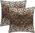 Sweetshow Brown Leopard Pillow Cover 16x16 Inches Cheetah Throw Pillows Set of 2 Soft Cotton Leopard Print Decorative Throw Pillow Covers for Home Couch Sofa Bedroom Livingroom by Sweetshow