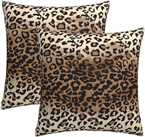 Brown Leopard Pillow Cover 22x22 Inches Cheetah Throw Pillows Set of 2 Soft Cotton Leopard Print Decorative Throw Pillow Covers for Home Couch Sofa Bedroom Livingroom by Sweetshow
