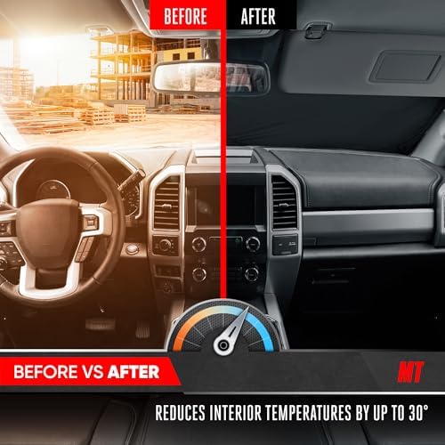 Motor Trend Custom Fit Ford Super Duty Sun Shade for Windshield 2017-2026 Ford F-250 F-350 F-450 F-550 Accessories - Truck Windshield Sunshade Foldable Car Sun Blocker - Interior UV Protection Visor