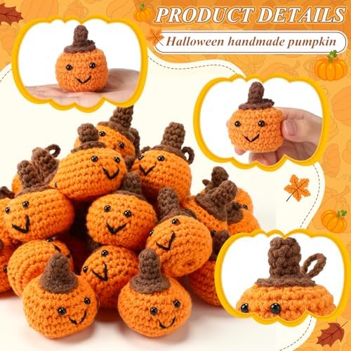 Shappy 50 Sets Thanksgiving Gifts Bulk Small Fall Pumpkins Crochet Gifts - Image 3