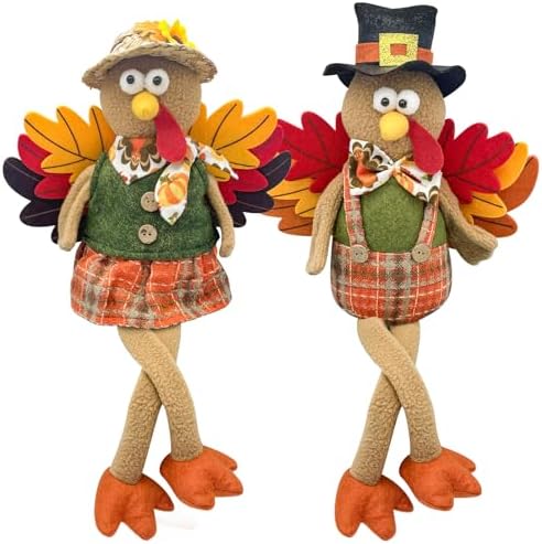 Stuffed Turkey Thanksgiving Table Decor Turkey Couple Doll Thanksgiving Decorations Outdoor Handmade Tabletop Fall Decor Kit for Home by Unknown