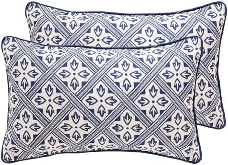 patdrea Designer French Blue Throw Pillow Cover,12"x20",Set of 2 by Welcometopatdrea