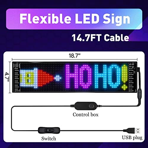 Programmable LED Car Sign,Scrolling LED Sign,Flexible LED RGB Message Display,Bluetooth APP,DIY Design Colours,Animations,Text, Graffiti