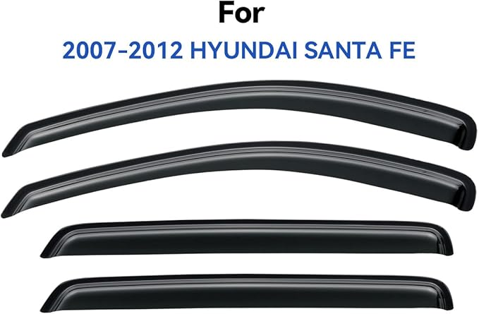Window Visors Rain Guards for 2007-2012 Hyundai Santa Fe, Out-Channel Window - Image 2