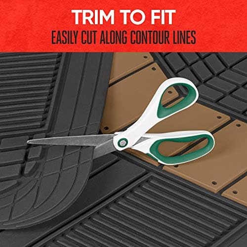 Motor Trend DualFlex™ Rubber Car Floor Mats All Weather Waterproof 4-Piece Sporty Two-Tone Design Car Mats Full Set - Universal Trim-to-Fit Floor Mats for Car, SUV, & Trucks - Car Carpet Protector