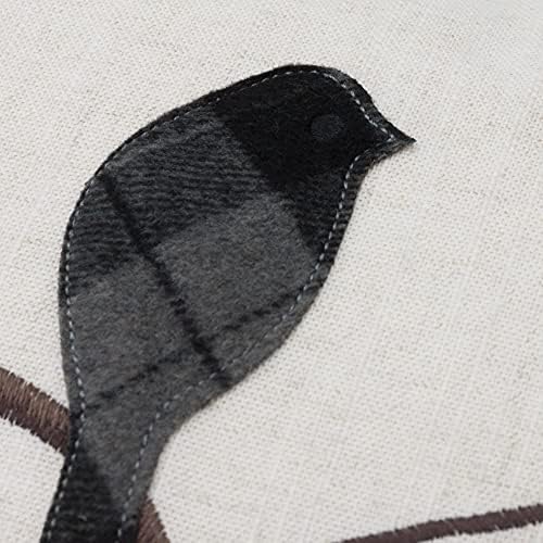 JWH Birds Accent Pillow Case, Teal Blue with Gray Plaid, 14 x 24 Inch - Image 4