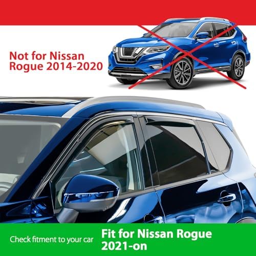 Goodyear Shatterproof in-Channel Window Deflectors for Nissan Rogue 2021-2026, Rain Guards, Window Visors for Cars, Vent Deflector, Car Accessories, 4 pcs - GY008432