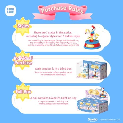 Sanrio Blind Box Light Up Absorption Movable Swing Toy Hello Kitty Style Mini Figurines Pony Series Collectible for Home Car Decor Birthday Gifts, Random One Figure(Hidden Style) - Image 6