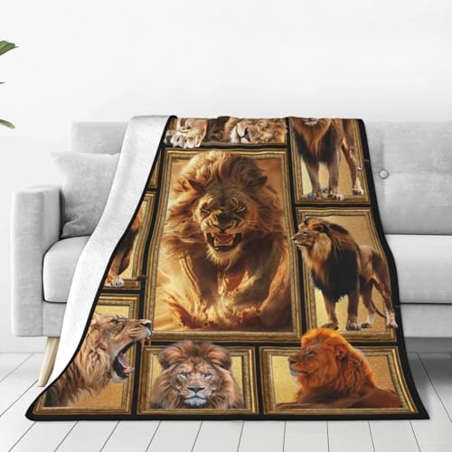 Lion Throw Blanket for Kids & Adults - Ultra Soft Cozy Fleece, Perfect for Lion Lovers - Couch, Sofa, Bed - 60"X80 - Image 3