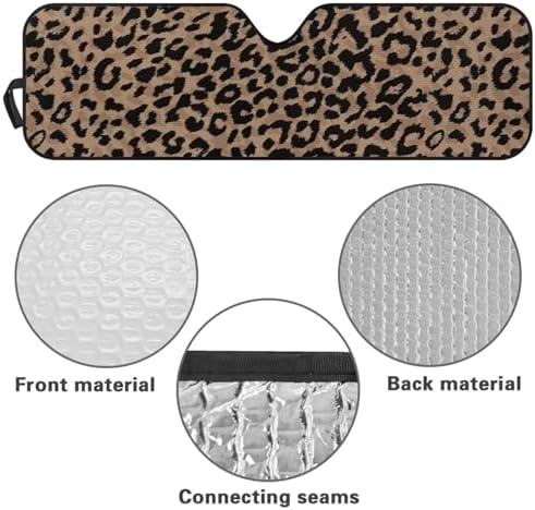 Renewold Leopard Print Automotive Front Windshield Sunshade for Jeep Wrangler Sunlight UV Rays Heat Blocker Sun Visor Shield Suitable for Jeep Gladiator JT 2020-2023 Car Accessories Interior Sun Shade