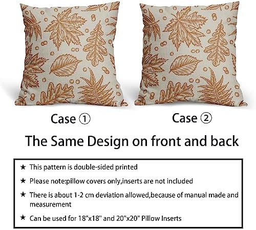 Fall Pillow Covers 20x20 Set of 2 Burnt Orange Maple Leaf Thanksgiving Decorative Pillowcases Outdoor Throw Cushion Case Sofa Couch Bed Decor - Image 6