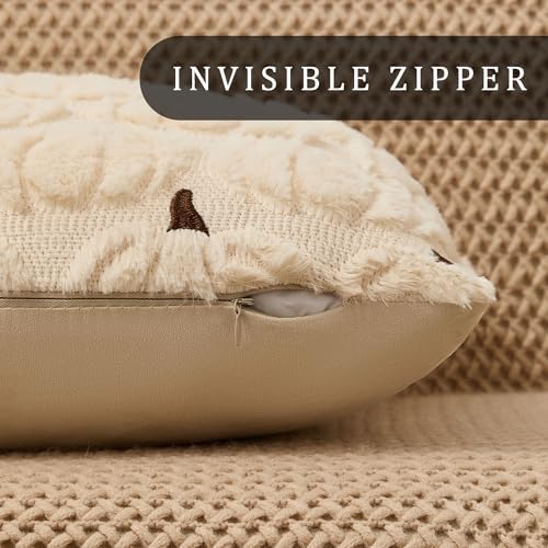 DFXSZ Fall Pillow Covers 24x24 2Pcs Beige Brown Pumpkin Fall Decorations - Image 2