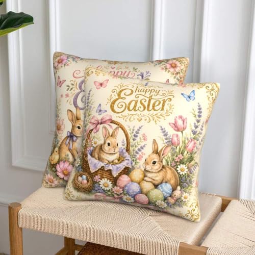 Happy Easter Throw Pillow Covers 18x18 inch Set of 2 - Image 4
